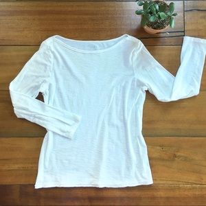GAP Boat Neck Long Sleeve Slub Cotton T Shirt